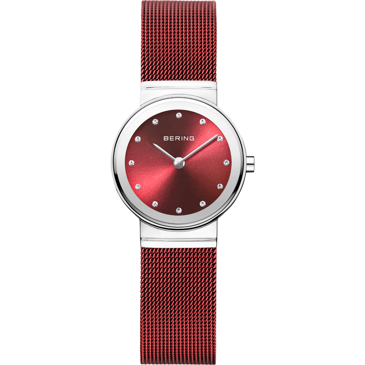 Orologio quadrante sunray mesh rosso e argento