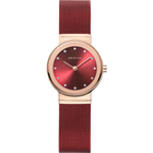BERING wristwatch with burgundy mesh band, rose gold case, and burgundy dial