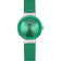 Montre BERING avec cadran vert, boîtier argenté, bracelet cuir vert et index horaires