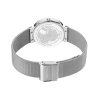 Dos gravé et bracelet maille de montre BERING avec fermoir pliant.