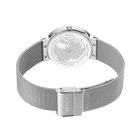 Montre BERING vue de l'arrière avec bracelet en maille acier et fermoir marqué.