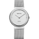 Montre-bracelet argentée, cadran rond avec logo BERING et marqueurs diamant, bracelet maille