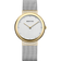 BERING wristwatch with gold-toned case, white dial, and mesh bracelet, front view