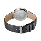 BERING horloge van achteren met stalen kast en zwart leren band