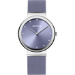 BERING wristwatch with round stainless steel case, slate-blue dial, white hands and indices, mesh bracelet.