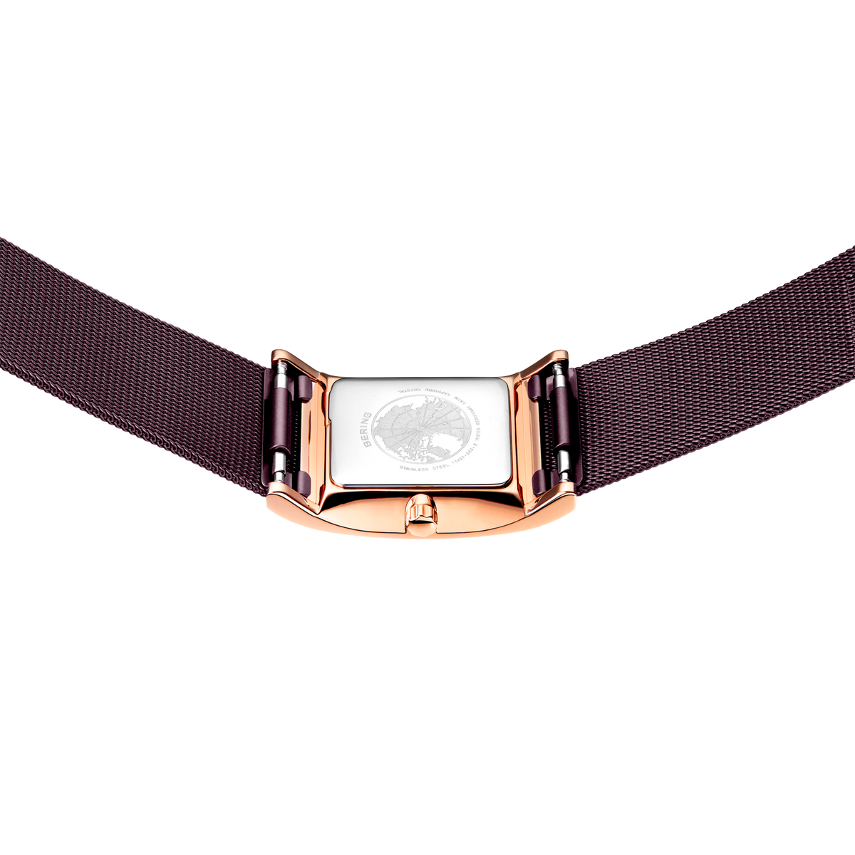 Cierre de reloj color oro rosa y correa textil oscura