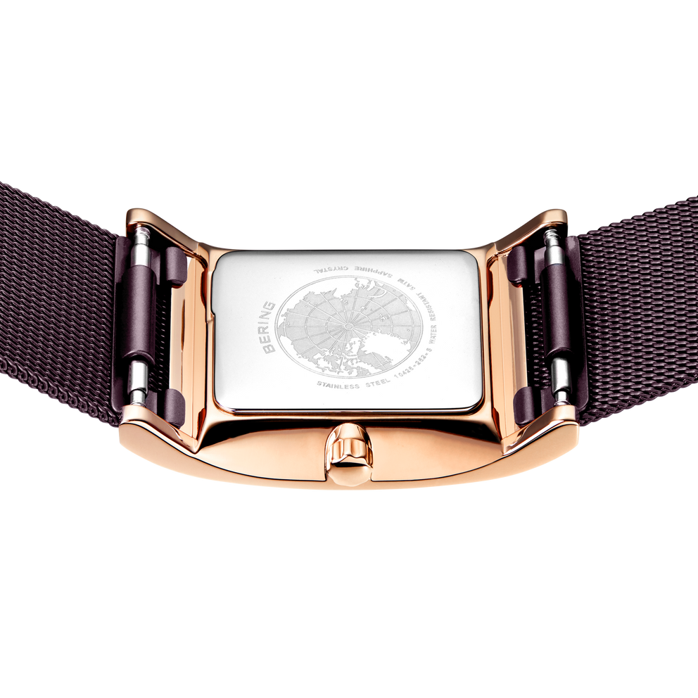 Montre rectangulaire nacre maille marron