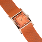 Rektangulært Perlemor Mesh Ur Orange