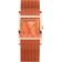 Reloj BERING con esfera naranja cuadrada, caja oro rosa y pulsera malla naranja