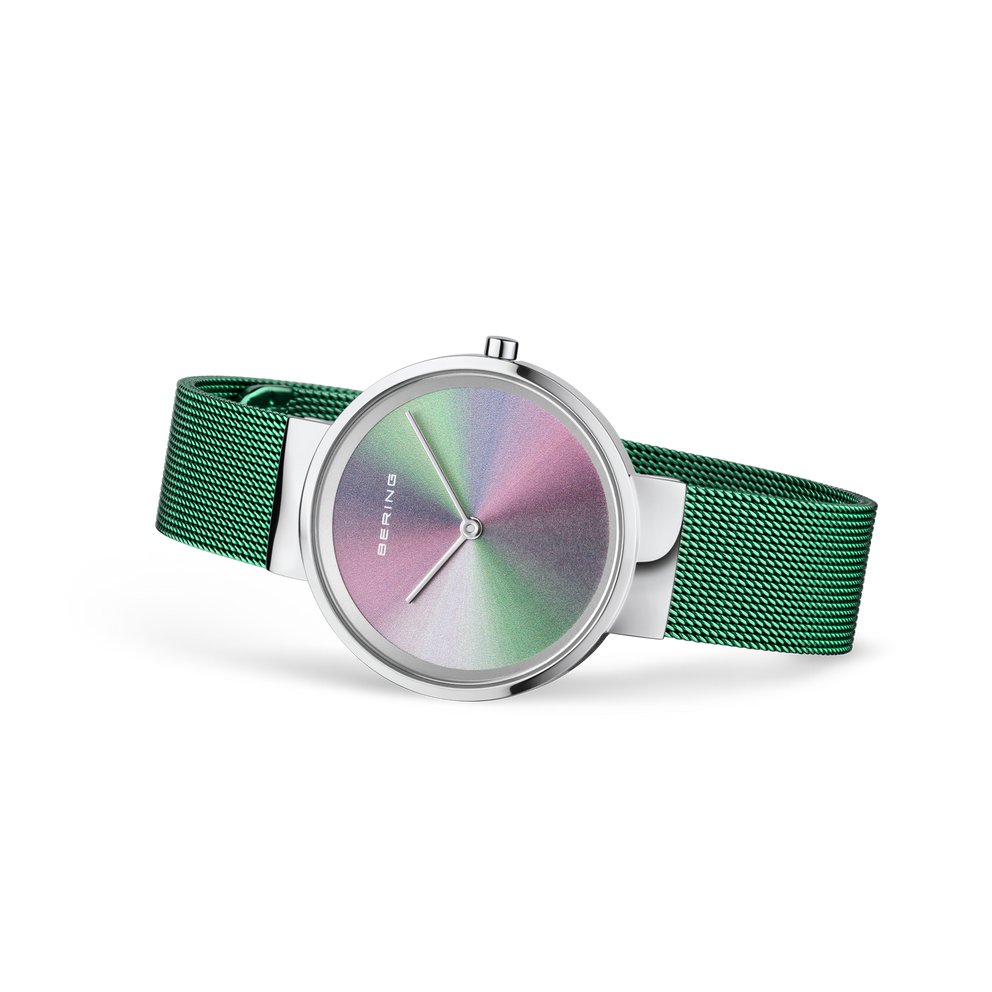 Anniversary Sunray Mesh-Uhr Mehrfarbig Grün