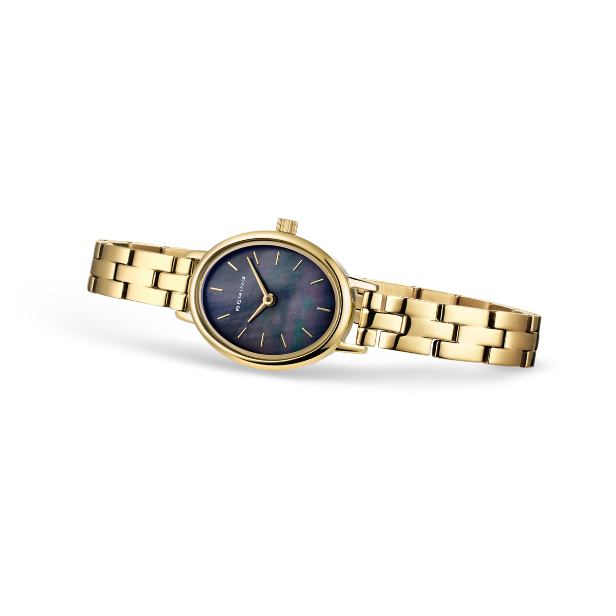 Reloj Petite oval nácar eslabones negro