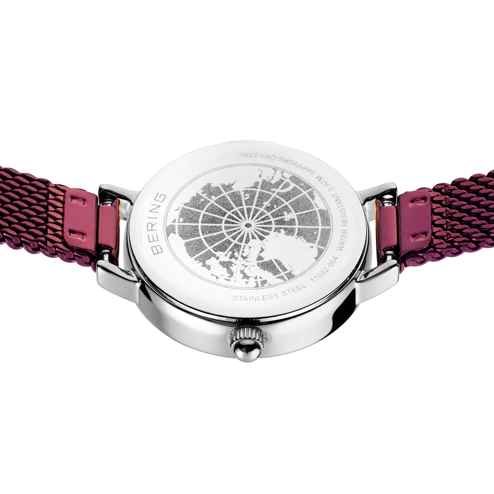Petite Sunray Mesh Watch Purple Silver