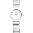 Orologio BERING con quadrante bianco rotondo, indici puntini, cinturino tre maglie argentato, fotografato dall'alto.