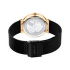Montre-bracelet BERING avec boîtier or rose et bracelet maille noir, vue de dos avec cadran carte du monde