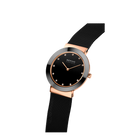 Orologio BERING con cassa in oro rosa, quadrante nero e cinturino nero a maglia