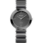 Orologio BERING rotondo con cassa grigio scuro, quadrante a raggiera e bracciale in metallo con maglie nere e argentate.