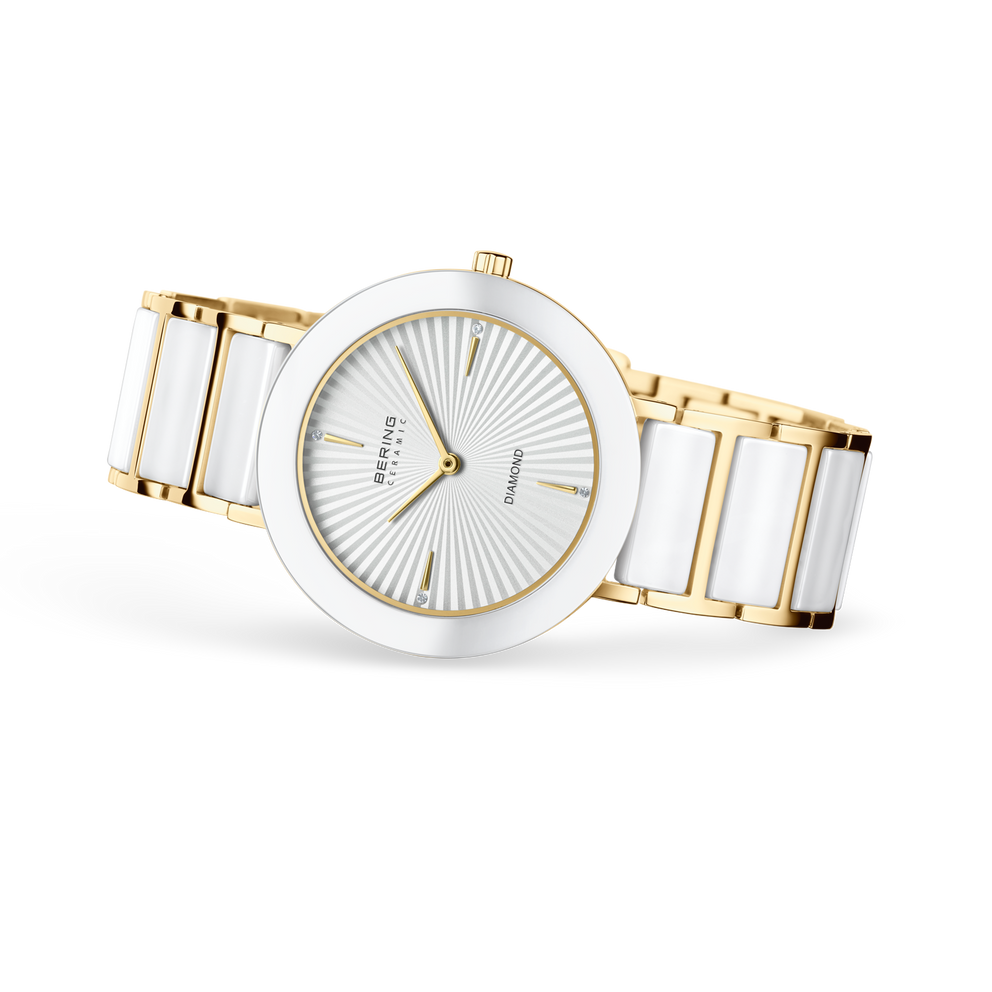 Wave Ceramic Watch with Diamond Gold