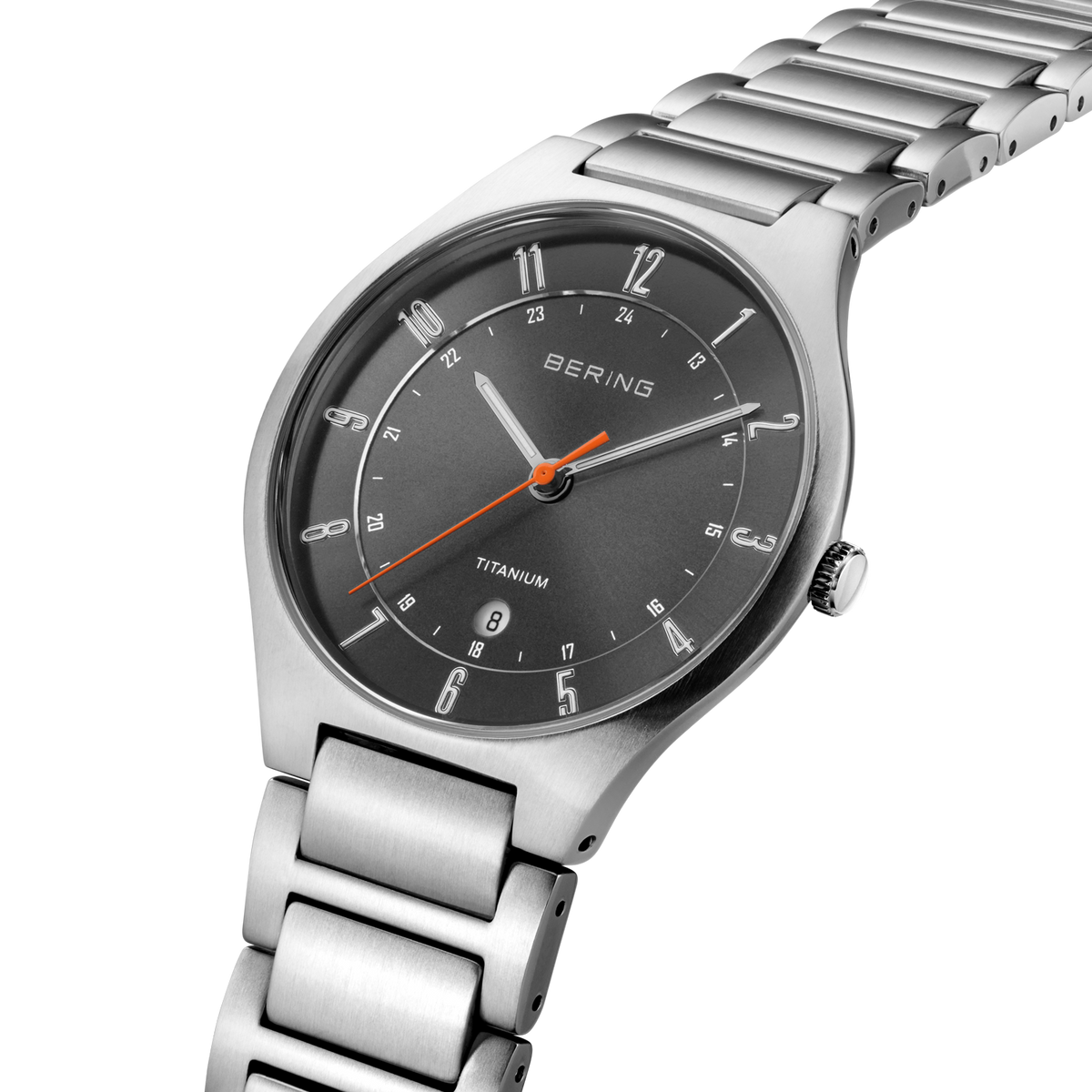 Ultra Slim Date Numerical Titanium Watch Grey