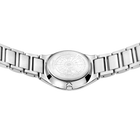 Stainless steel watch viewed from below, showing detailed compass-rose dial and linked metal bracelet