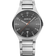 BERING titanium watch with silver bracelet, charcoal dial with Arabic numerals, white and red hands