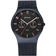 Montre BERING, cadran rond noir avec marqueurs et aiguilles or rose, bracelet maille bleu foncé