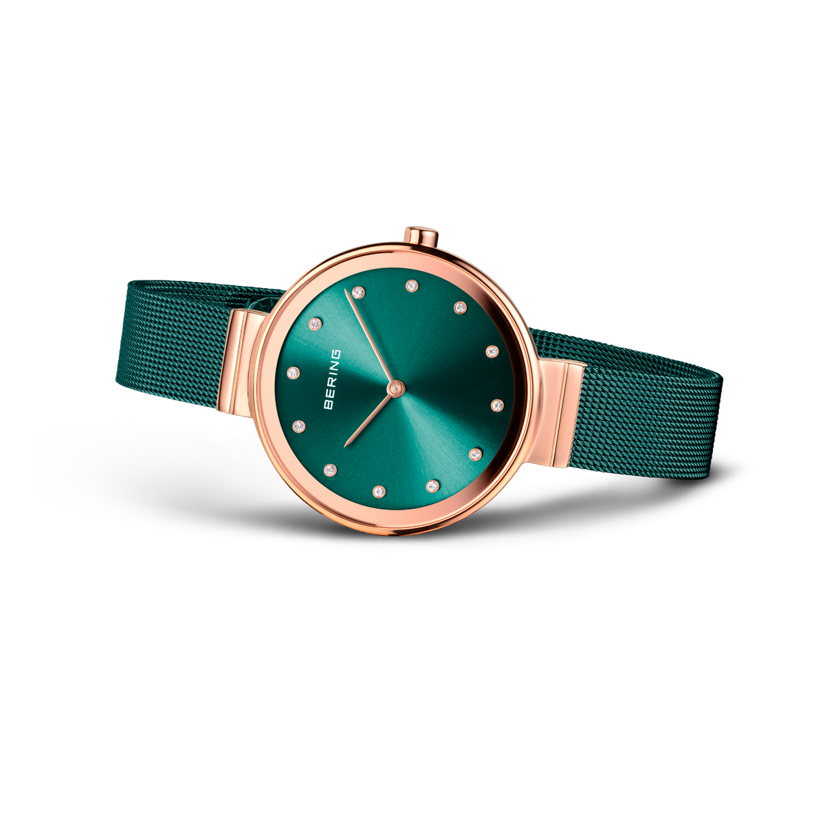 Orologio quadrante sunray mesh verde e oro rosa