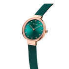 Orologio quadrante sunray mesh verde e oro rosa