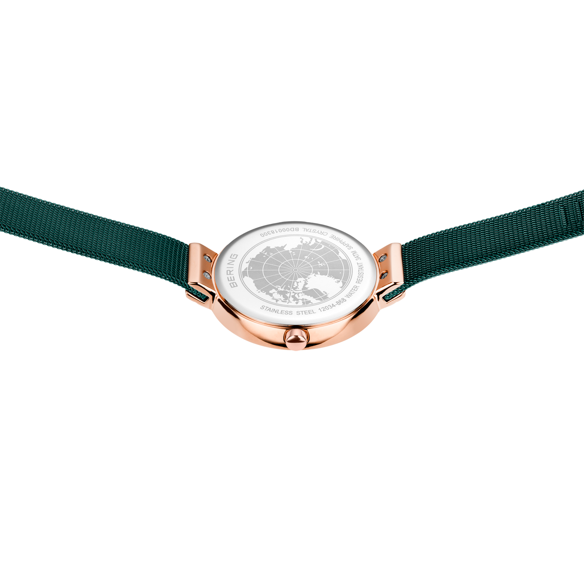 Orologio quadrante sunray mesh verde e oro rosa