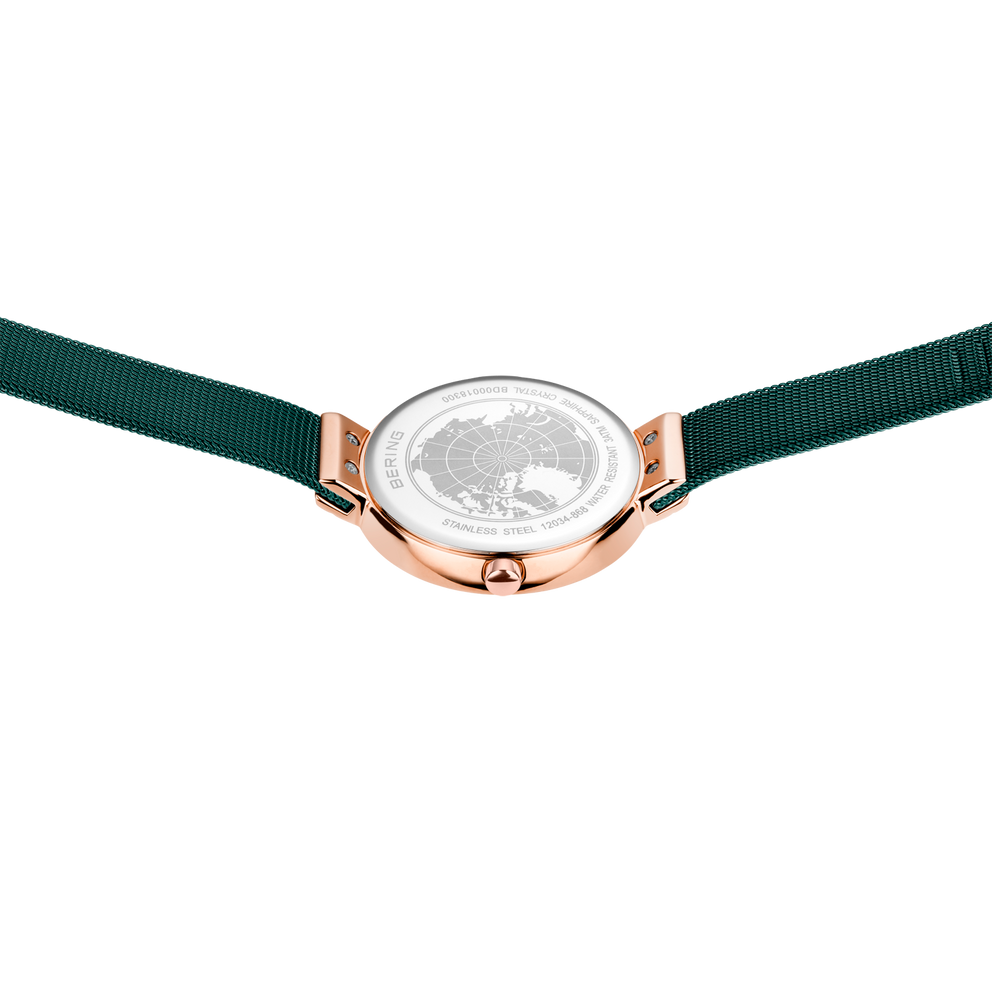 Orologio quadrante sunray mesh verde e oro rosa