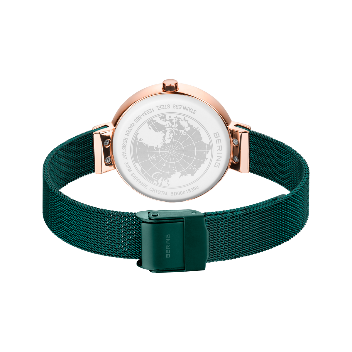 Orologio quadrante sunray mesh verde e oro rosa