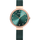 Orologio quadrante sunray mesh verde e oro rosa