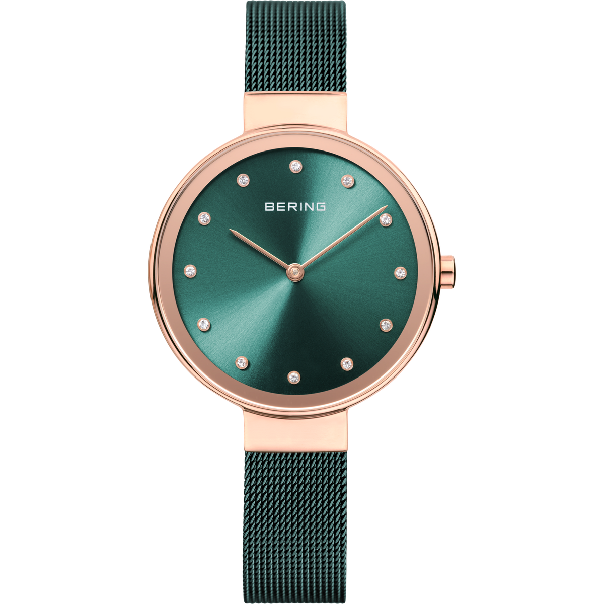 Orologio quadrante sunray mesh verde e oro rosa