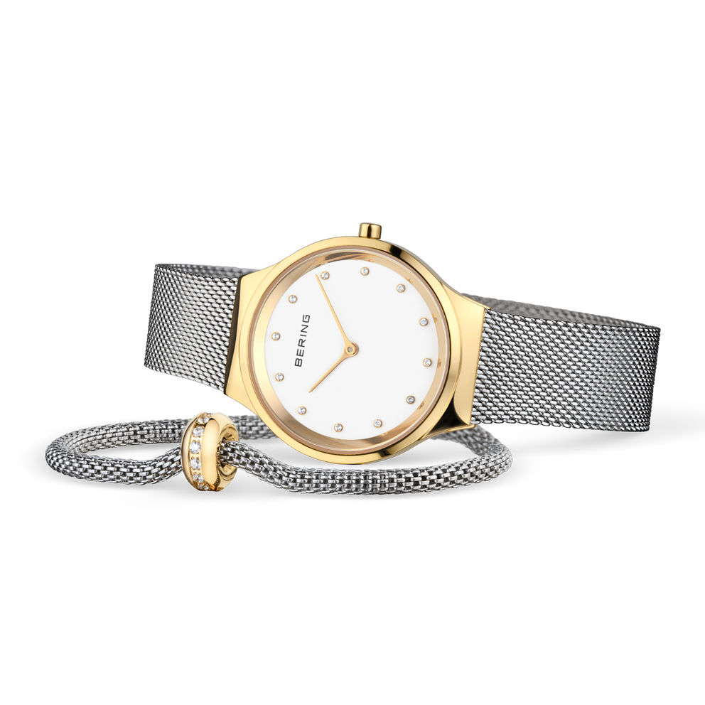 BERING watch and mesh bracelet with matching bracelet arranged as a gift set