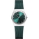 BERING wristwatch with teal mesh band, silver case, and teal dial with hour markers.
