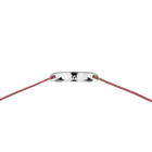 BERING watch 12927-989 side view with red braided textile straps and polished silver case