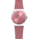 BERING watch with rose round dial, silver case, and rose mesh bracelet, front view against white background.