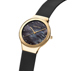 Oval Mother of Pearl Mesh Watch Black