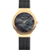 BERING wristwatch with gold case, dark textured dial, and black mesh band.