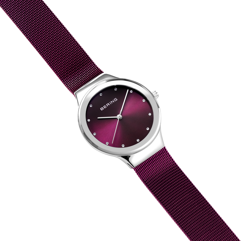 Oval Sunray Mesh Watch Purple