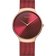 BERING wristwatch with rose gold case and mesh band, burgundy dial with radial gradient
