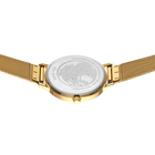 BERING watch case back with gold mesh bracelet, showing engraved case details and gold-colored lugs