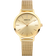 Gold-toned round watch with mesh band, minimalist dial featuring BERING branding and simple indices