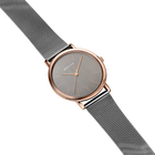 Montre minimaliste maille grise et or rose