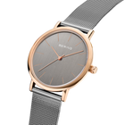 Montre minimaliste maille grise et or rose
