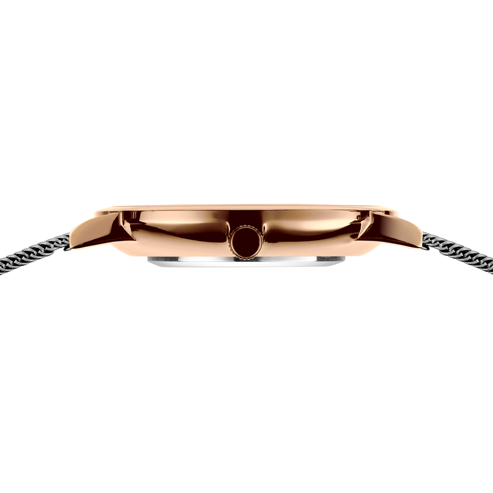 Montre minimaliste maille grise et or rose