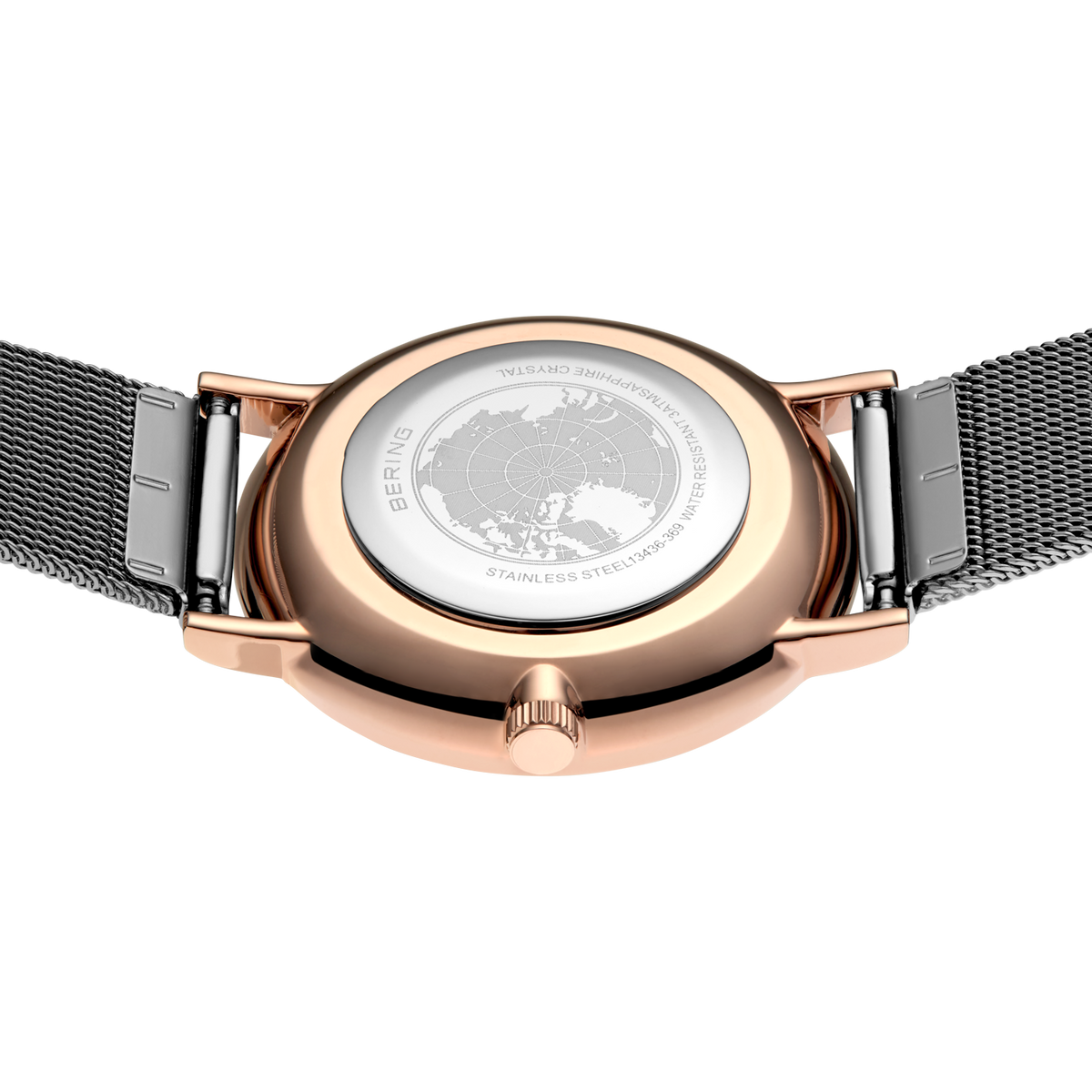 Montre minimaliste maille grise et or rose