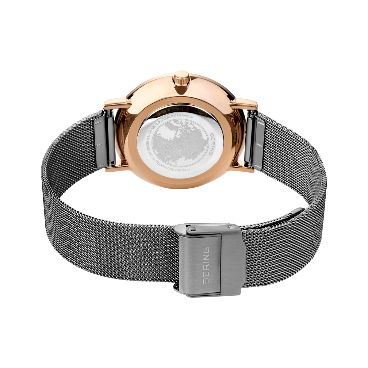 Montre minimaliste maille grise et or rose