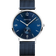 BERING wristwatch with blue dial, silver case, black mesh band
