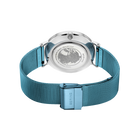 14240-809 watch with turquoise mesh band and stainless steel case, rear view