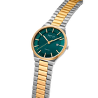 Reloj BERING con esfera azul verdosa y pulsera de dos tonos plata-oro, vista angular